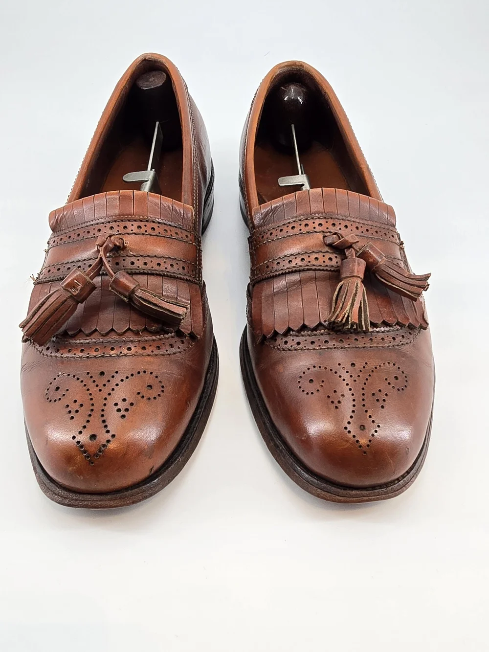 Allen Edmonds Cognac Brown Leather Tassel Kiltie Slip-On Loafers Bridgeton 10 C